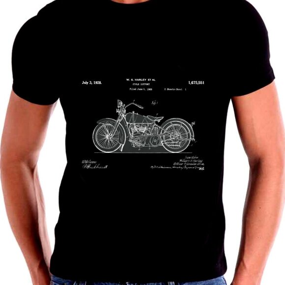 Harley Davidson 1925 Patent Drawing T Shirt 100% al hanes cotton new shirt - Picture 1 of 1